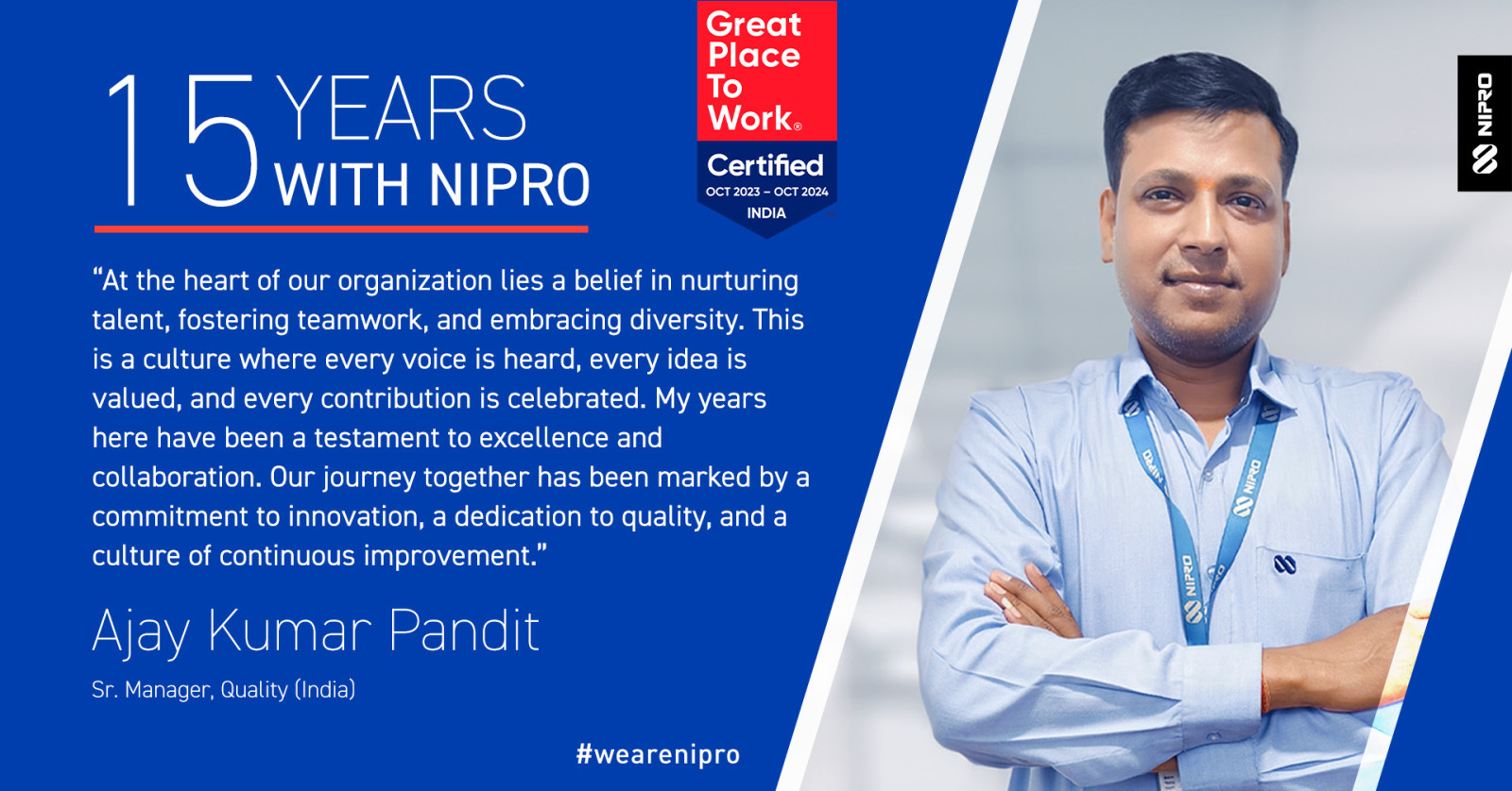 Years with Nipro - India - Ajay Kumar Pandit